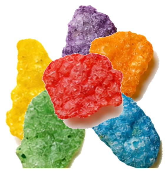 A small cluster of multicolor Fruity Pebbles cereal