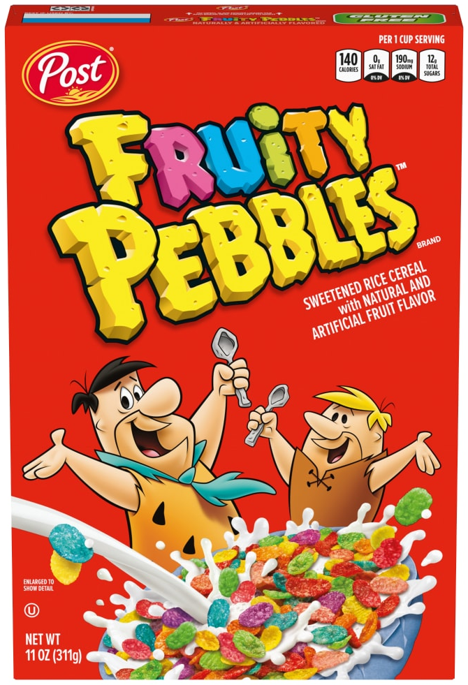 Post Fruity Pebbles cereal box, 11 oz