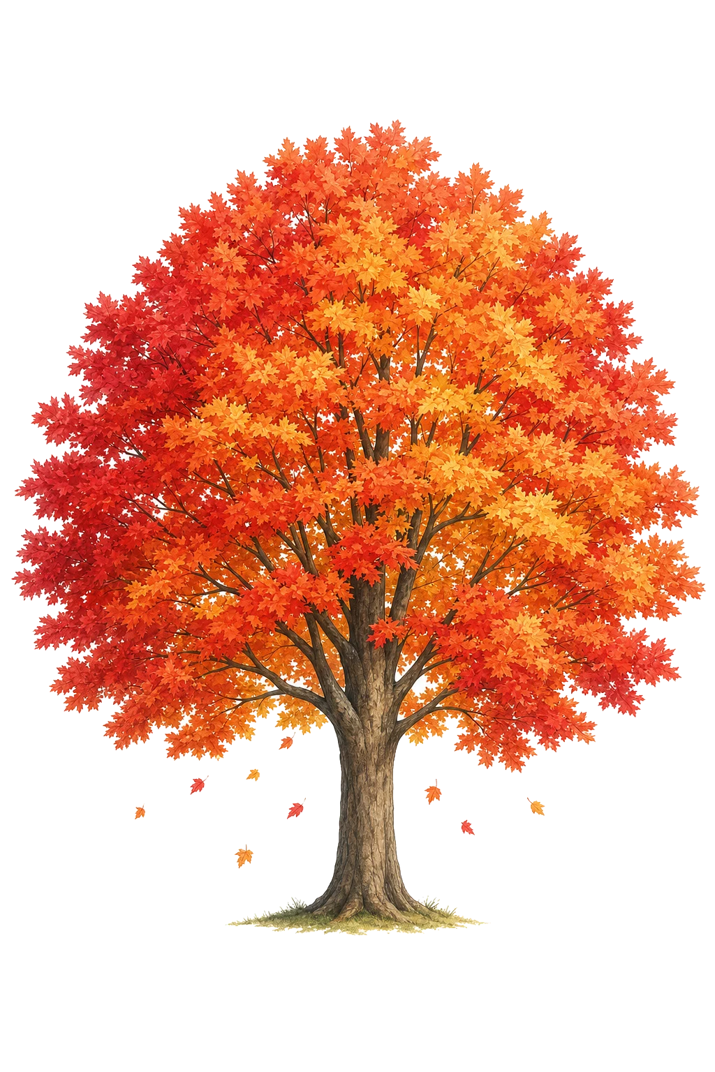 A single autumn maple tree